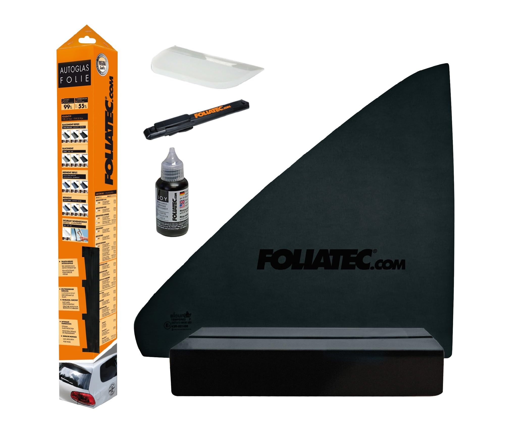 FOLIATEC Pellicola oscurante per vetri auto, BLACKNIGHT Reflex Superdark, 51 x 400 cm + 76 x 152 cm, con documentazione, oscuramento al 95%