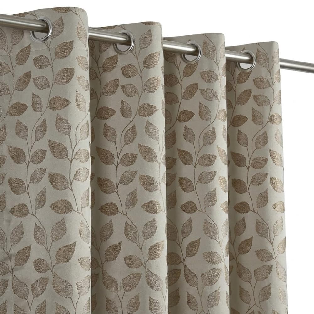 Jacquard Leaf Pattern Eyelet 7 Feet Door Curtain | Premium Semi-Blackout Decorative Curtain for Home | Textured Grommet Door Curtain Panel for Living Room, Bedroom, Office, Greyish-image-19
