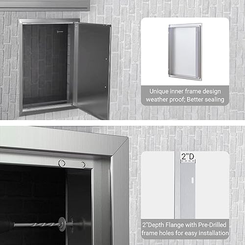 Miniatura 7 de Puerta de acceso única de acero inoxidable barbacoa 16W x 21H Puerta de cocina al aire libre para isla de barbacoa, estación de parrilla