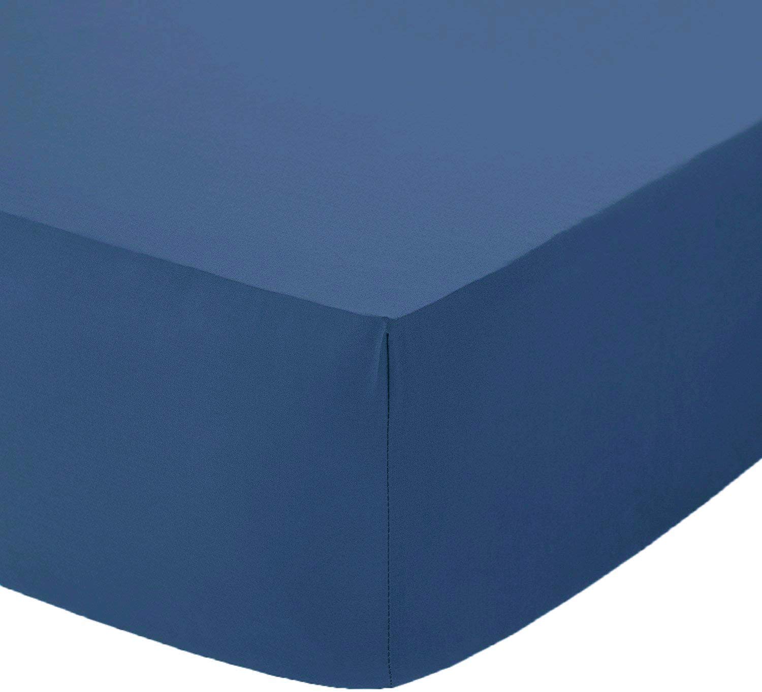 Glamptex Non Iron Pollycotton Percal Quality Plain Fitted Sheet Or Pillow Cases (Mid Blue, King)