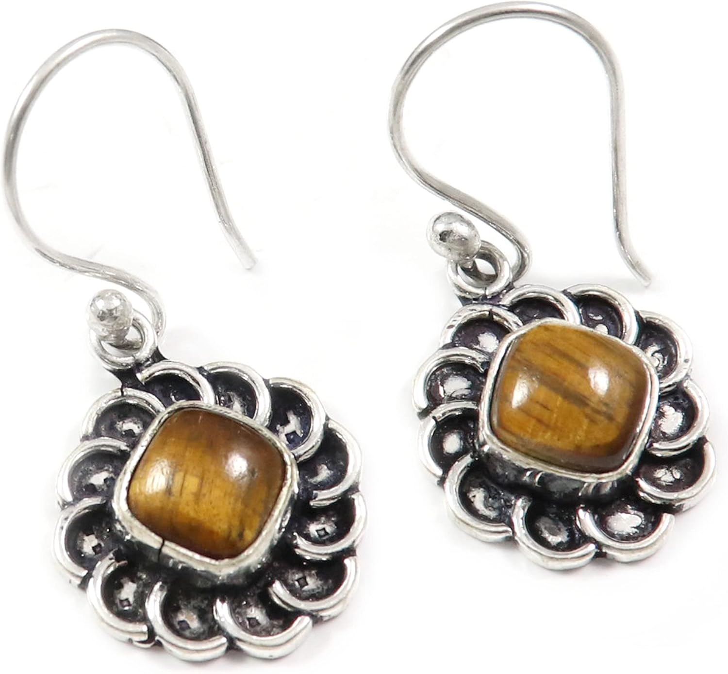 Turquoise Lab-Created Blue Sunstone Lab-Created Garnet Gemstone 925 Sterling Silver Drop/DangleEarring Handmade Jewelry Goyal Exports SEG183