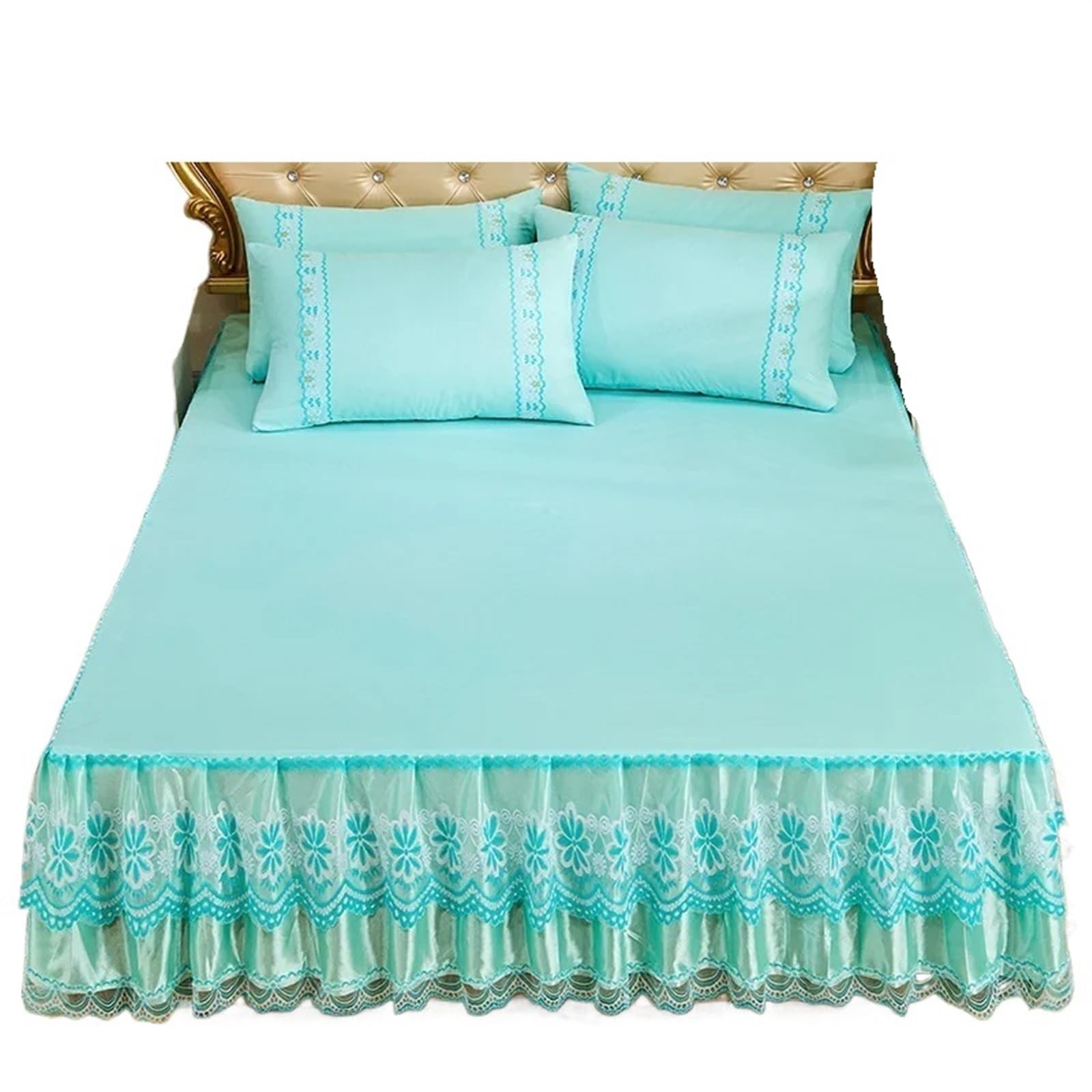 EJvkrbtx Ruffle Wrap Bedspread With Lace Bed Skirt, Solid, No Pillowcase, Multiple Sizes(Color 16,1PC 180cmx200cm)