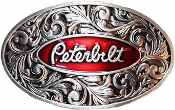 Peterbilt Truck Belt Buckle, Red and Silver