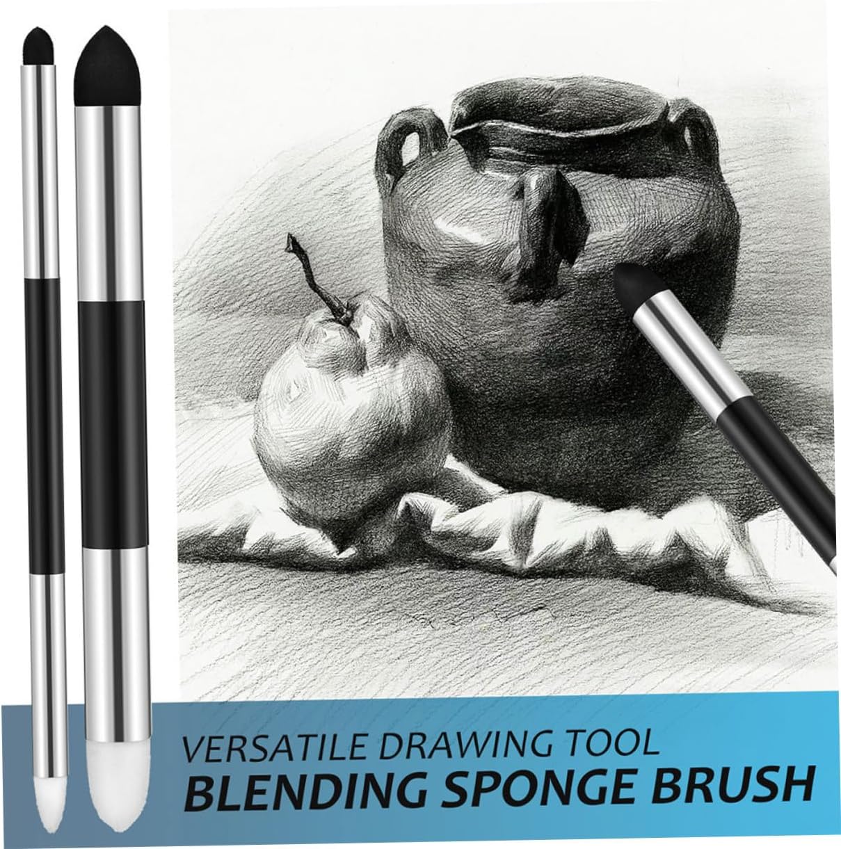 8pcs Artist Blending Sponge Pens Double Headed Washable Sketch Rubbing Brushes for Highlighting Shadowing and Detail Refinement Drawing and Art Supplies