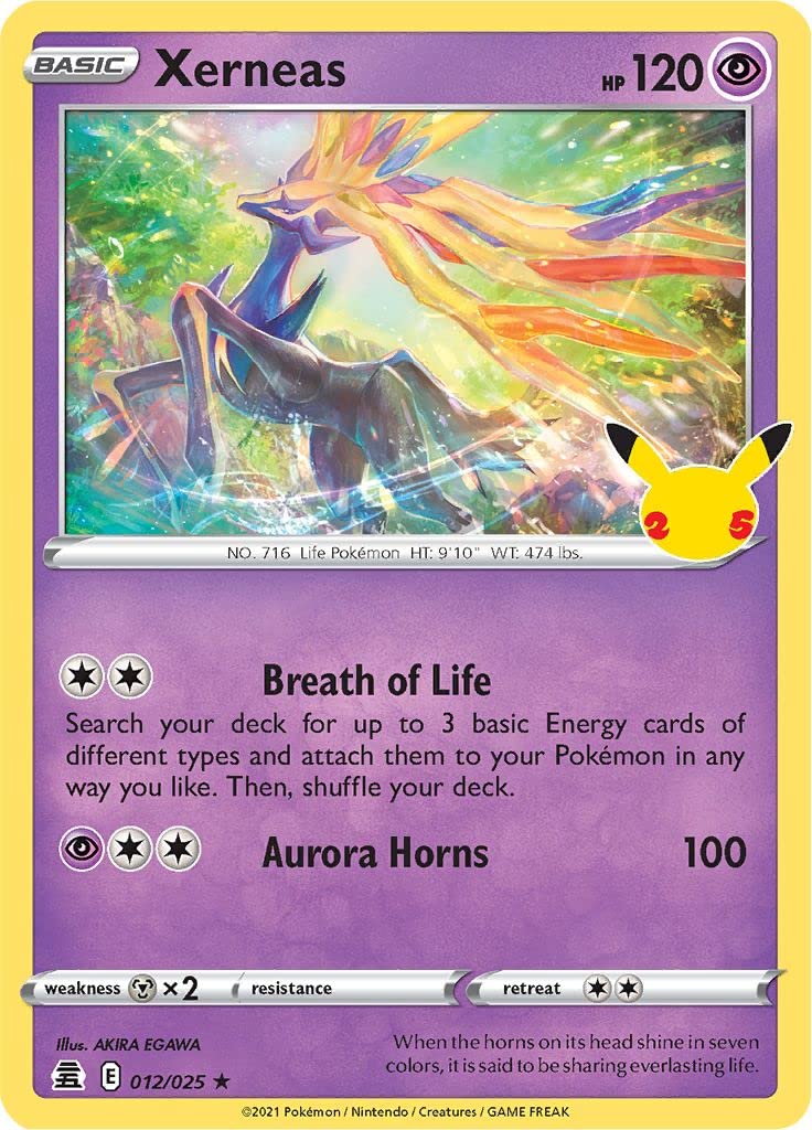 Xerneas 012/025 Rare Pokemon Card (Celebrations 25th Anniversary