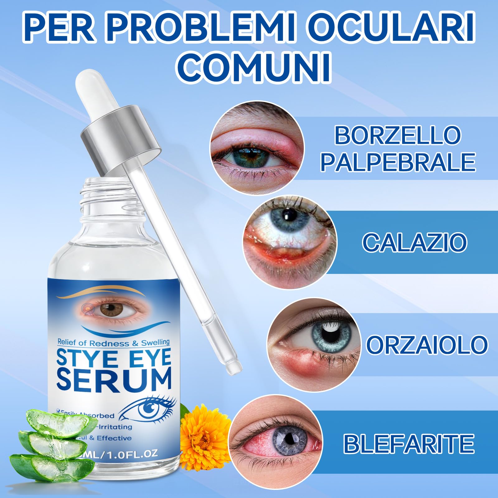 Siero Oculare per Orzaioli, Siero Naturale per Occhi, Adatto a Orzaioli, Blefarite, Calazi e Secchezza Oculare, Pulizia quotidiana occhi, Allevia la Secchezza, Dona Una Pelle Più Sana