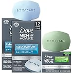 Dove Men+Care Clean Comfort Soaps (2 Boxes/12 Bars)+ Extra Fresh Soap (1 Bar) - Hydrating & Refreshing 3-in-1 Hand & Body, Face + Shave Soap Bundle