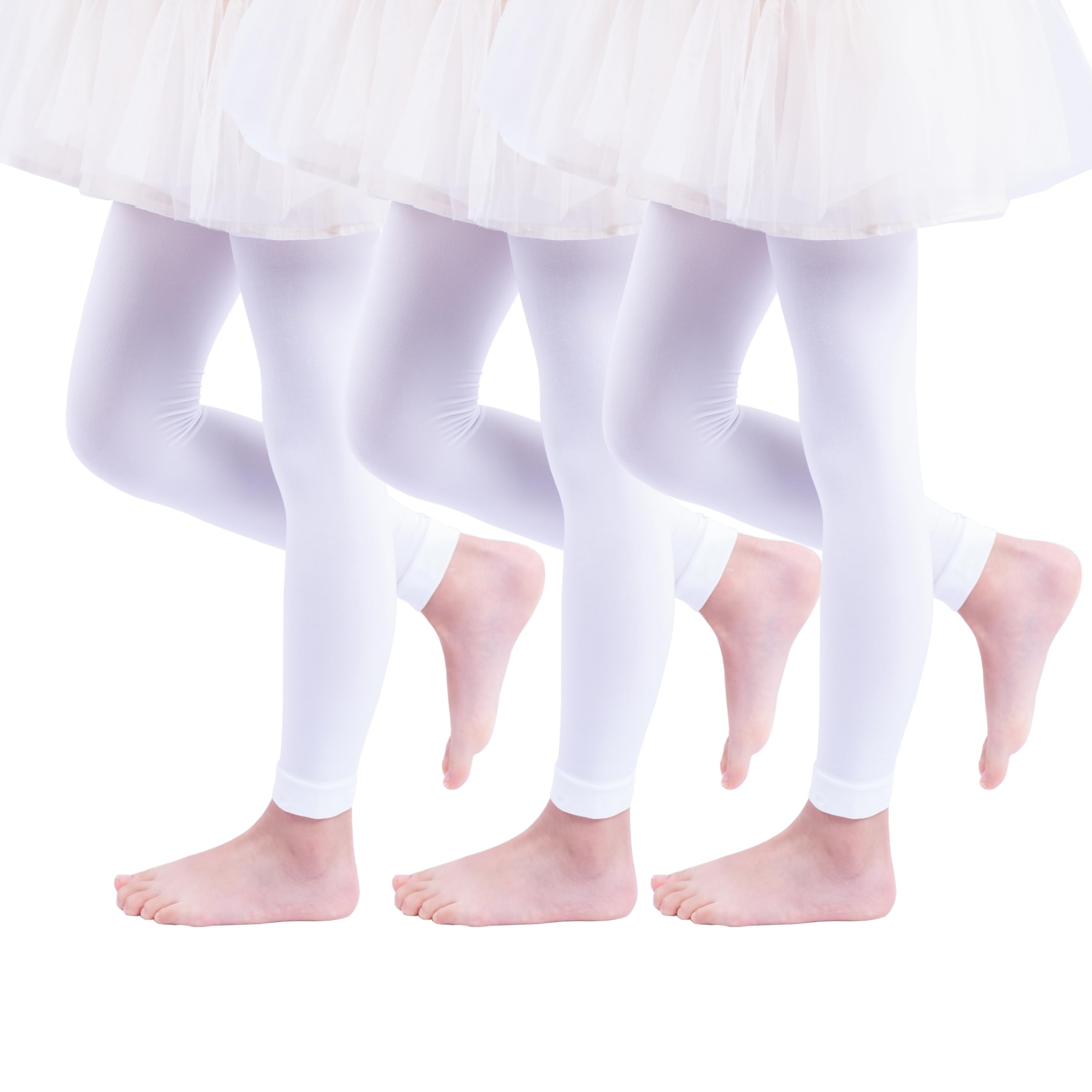 Paralinda 3 pares de medias de microfibra sin pies para niñas, medias de baile sin pies