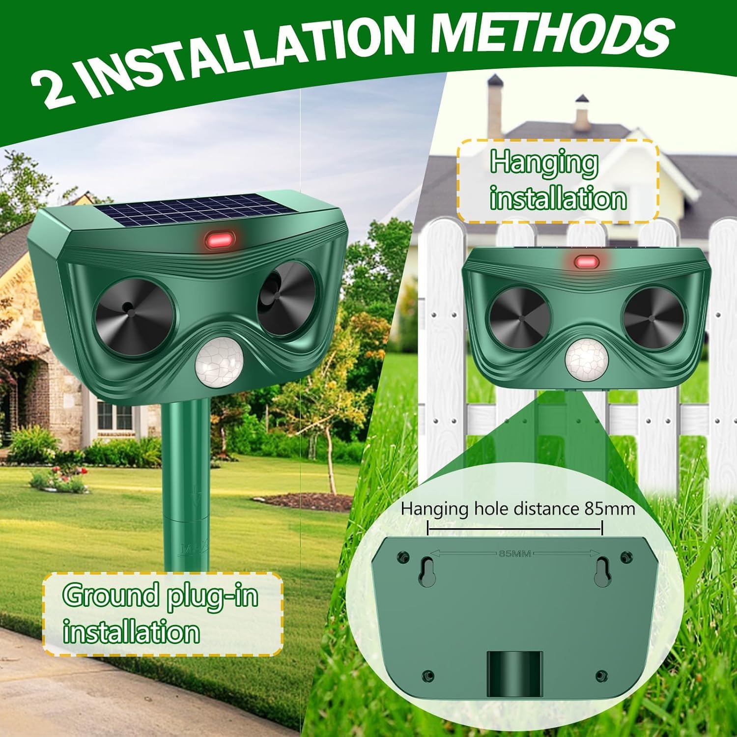 Repelente de gato ultrasónico, repelente de gato solar repelente de gato exterior, repelente ultrasónico con detector de movimiento para jardín, patio contra gatos perros zorros pájaros ratas