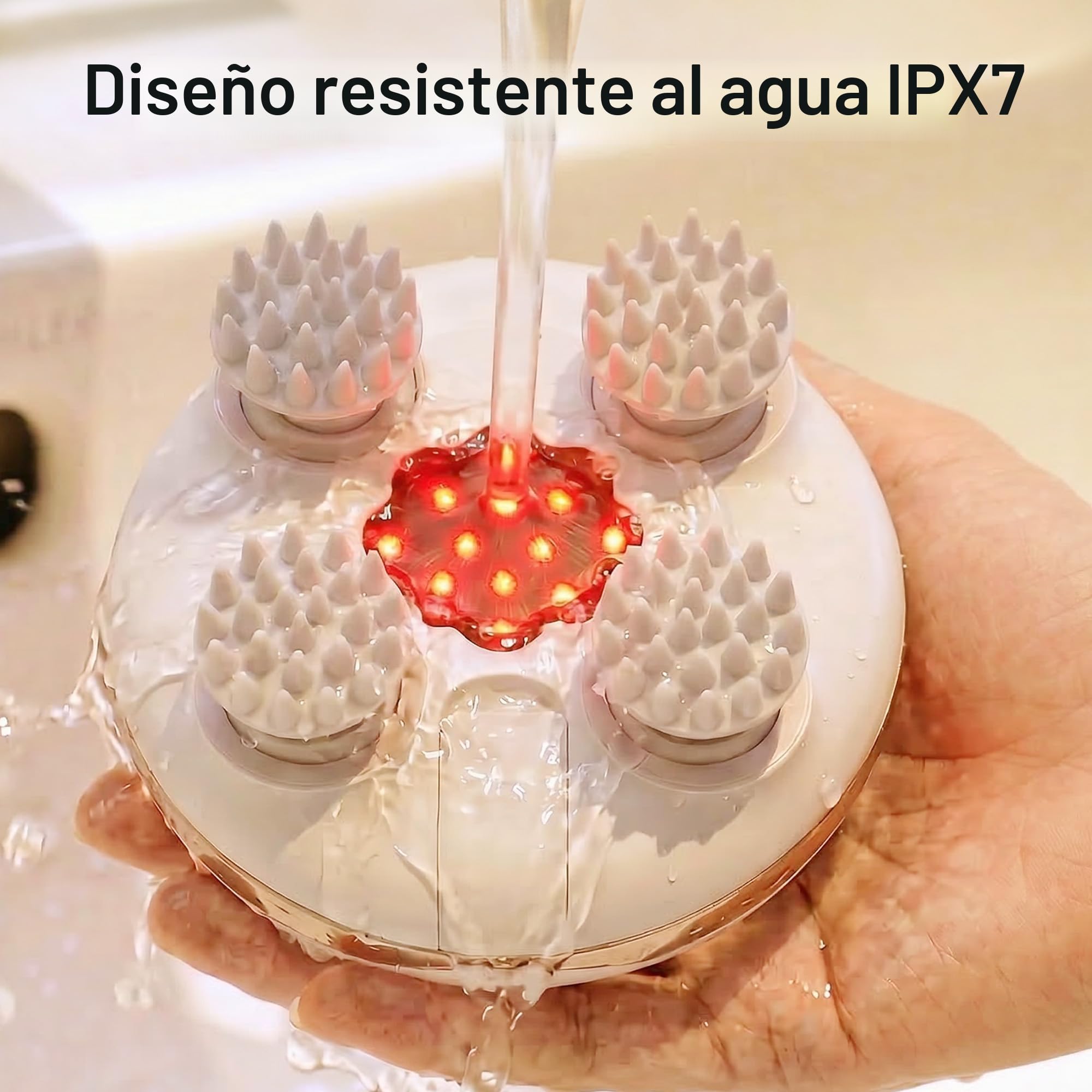 COMFIER Masajeador Cuero Cabelludo Inalámbrico, Masajeador Cabeza Eléctrico con 3 Modos de Amasado, Resistente al Agua IPX7, 8 Garras de Masaje para Limpieza Profunda y Crecimiento del Cabello(Dorado)