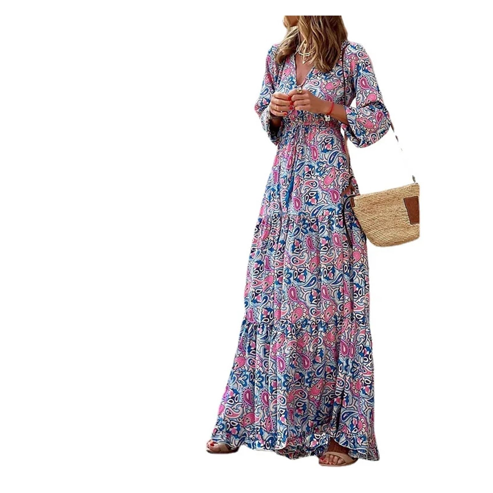 Vestido con Estampado Floral Elegante Vestido Largo con Estampado de Flores for Mujer for Exteriores Mujer