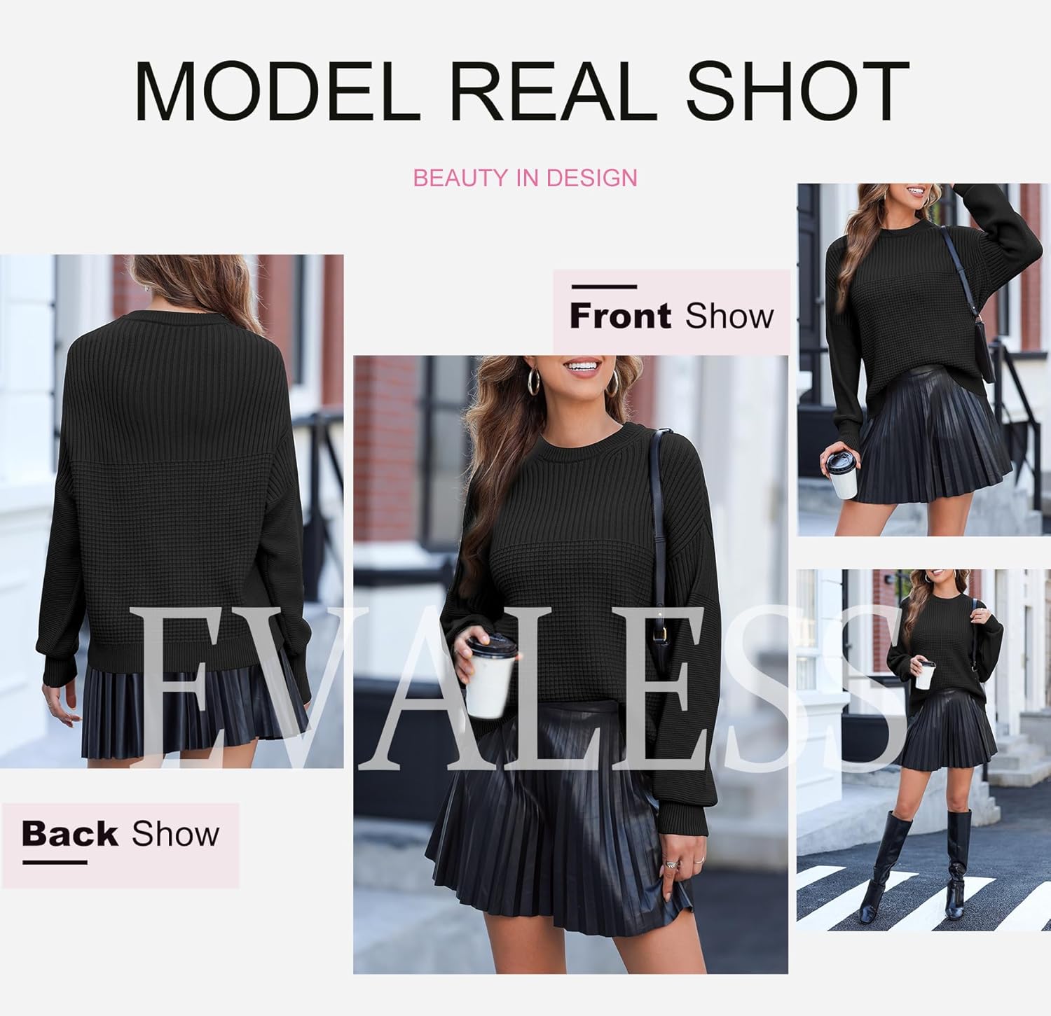 EVALESS Sweaters for Women Cute Lantern Sleeve Pullover Sweater Cable Knit Tops Fall Fashion Clothes Teacher Outfits - Image 5