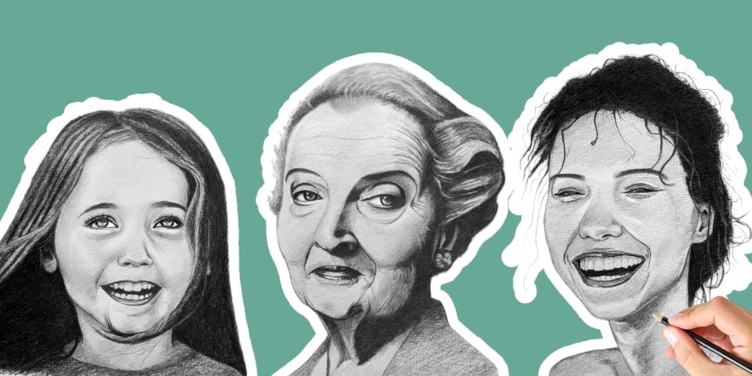 Personalized family portrait drawing from photo, custom hand drawn pencil art, Individual handmade gift for baby, child, kid, birthday, mom, grandmother, wife, mother, sister (DIGITAL DOWNLOAD ONLY)