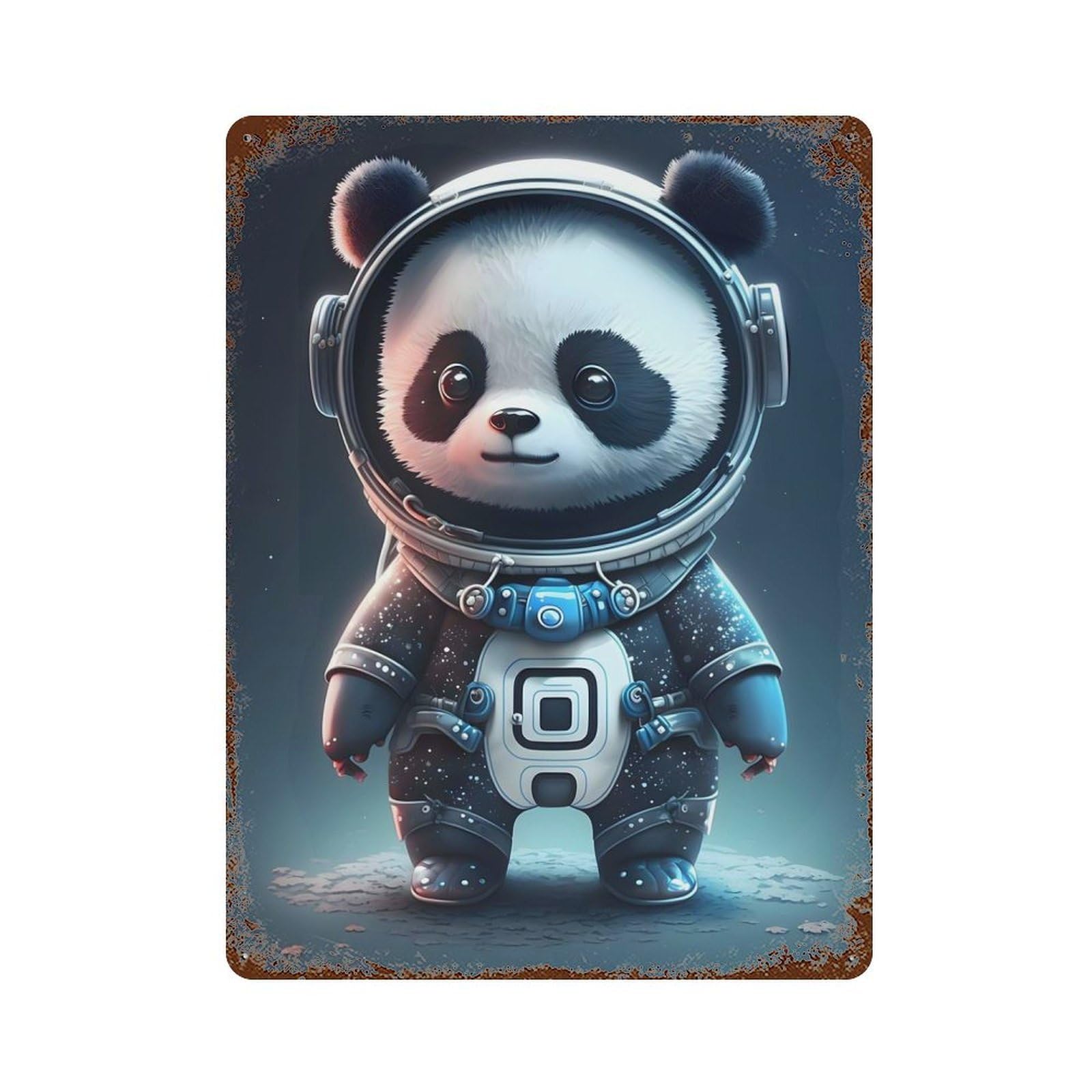 Rust Effect Astronaut Panda Bear Vintage Rust Metal Sign 15.7"x11.8", Farmhouse Wall Decor for Farmhouse, Kitchen And Entryway Decor