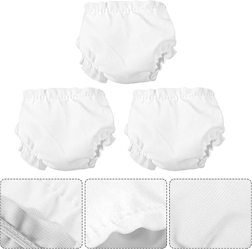 Miniatura 3 de jarbins 12 pañales para muñecas de bebé, ropa interior blanca para muñecas de 5 a 7 pulgadas, pañales reutilizables para muñecas recién nacidas,