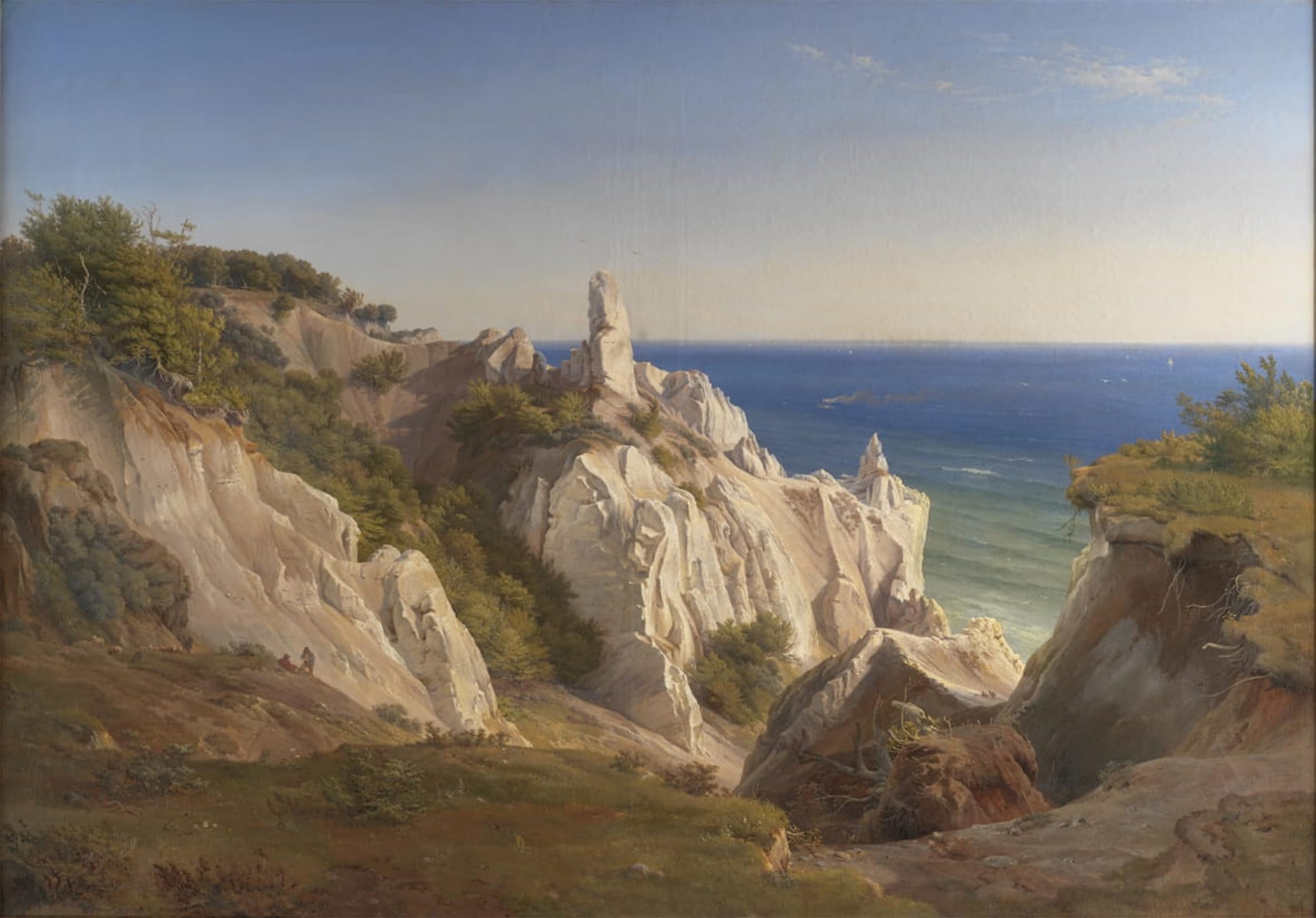 SERENDIPITP Vintage Picture Print on Canvas Wall Art Poster the Cliffs of the Island of Møn by Louis Gurlitt Artwork Print Poster for Wall Decor 60x90cm