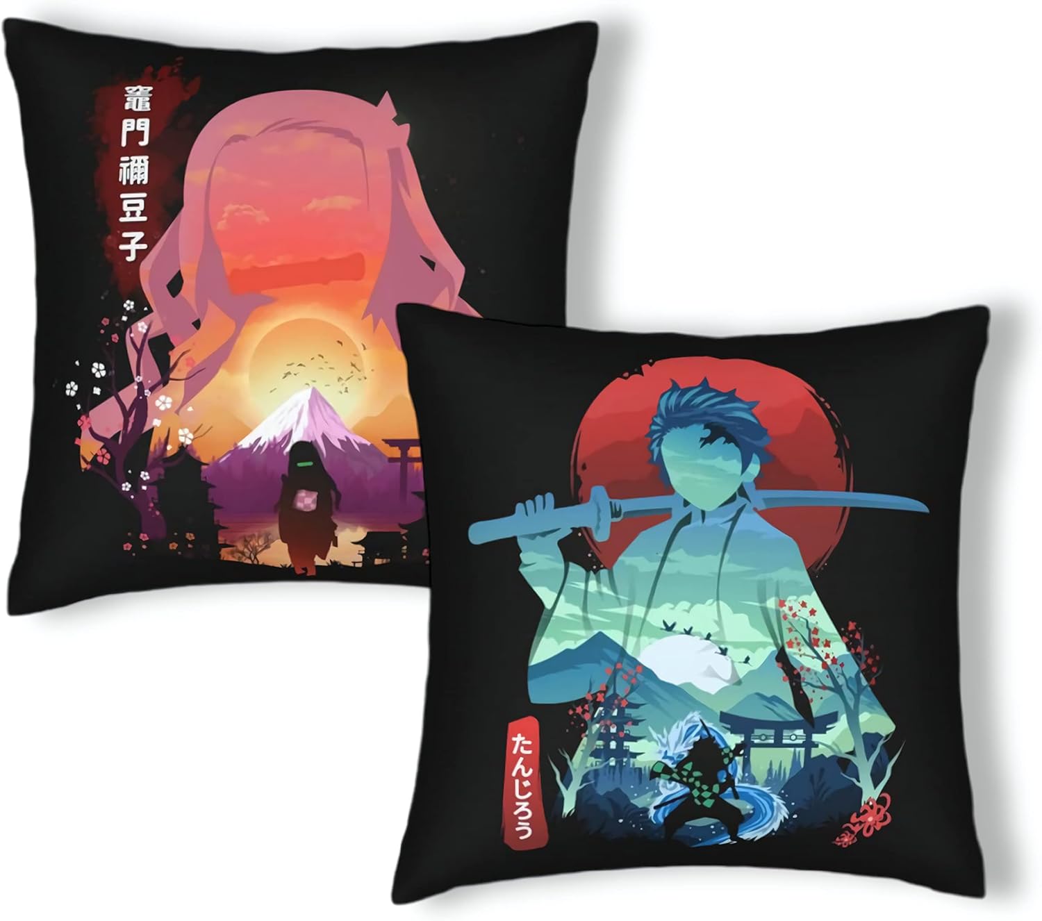 Nezuko Tanjiro Pillow Covers Set of 2 Anime Throw Pillow