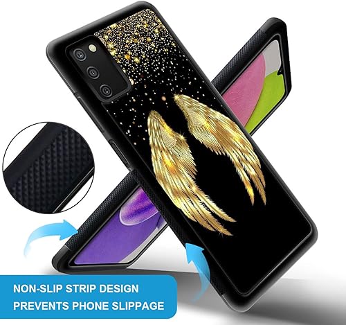 Miniatura 3 de CARLOCA Funda compatible con Samsung Galaxy A03S 4G, fundas doradas con alas de ángel para Samsung Galaxy A03S 4G, diseño gráfico de moda, a prueba