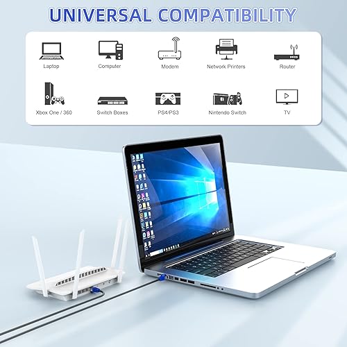 Miniatura 4 de Cable Ethernet Cat 8 de 5 pies, 10 pies, 15 pies, 25 pies, 30 pies, 50 pies, 100 pies, cable de Internet de red de alta velocidad, 26 AWG 40 Gbps