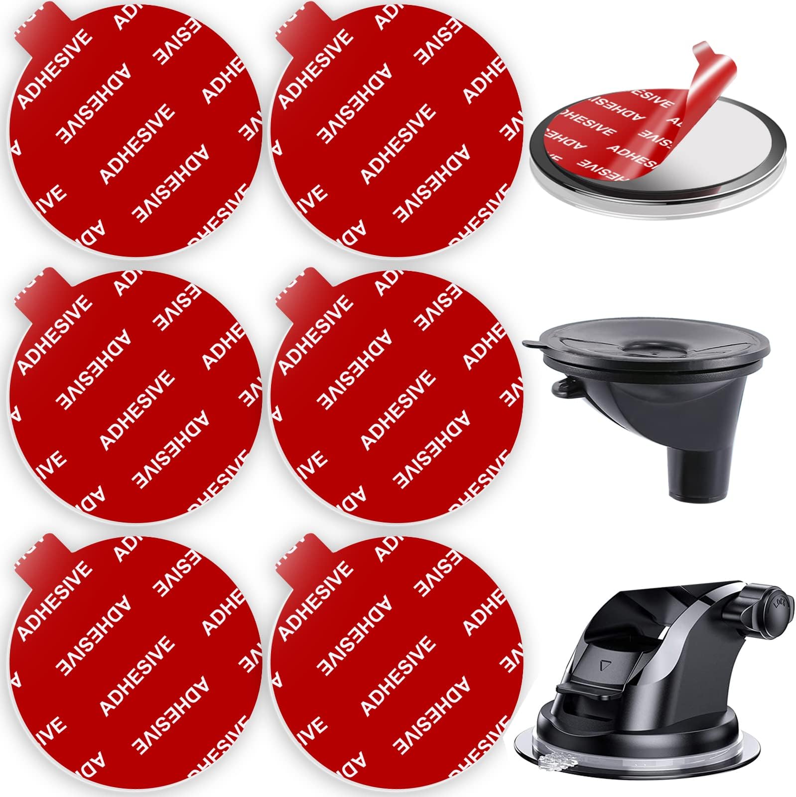 AZXYI 6 Pack 53mm(2.09inch) Adhesives for Suction Cup Replacement, Windshield Mount Adhesive Replacement Kit, Compatible with Mounting Disk, GPS Dash Cam and Socket Car Dashboard Suction Cup Mount