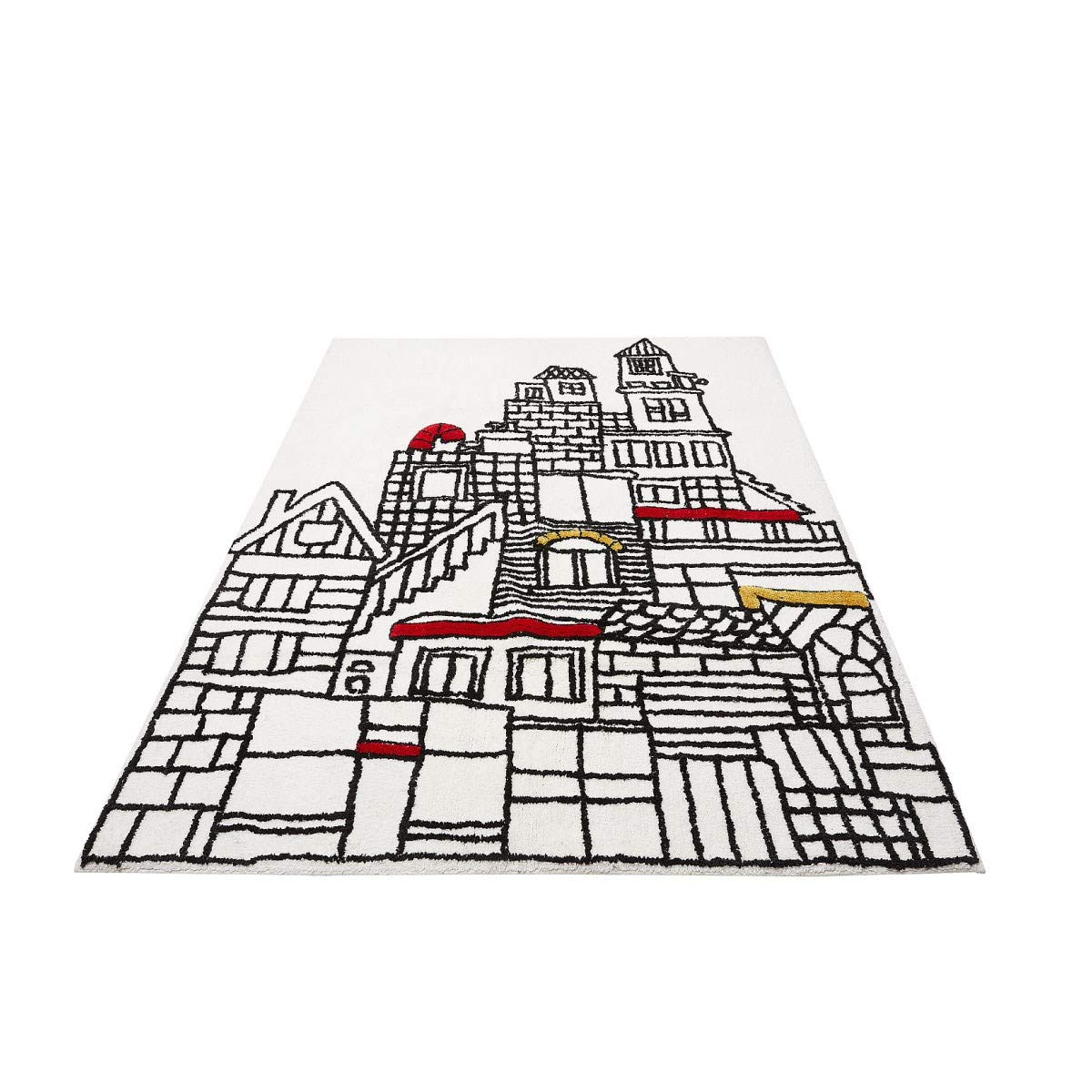 Alfombra infantil de algodón City, multicolor, rectangular, 120 x 160 cm
