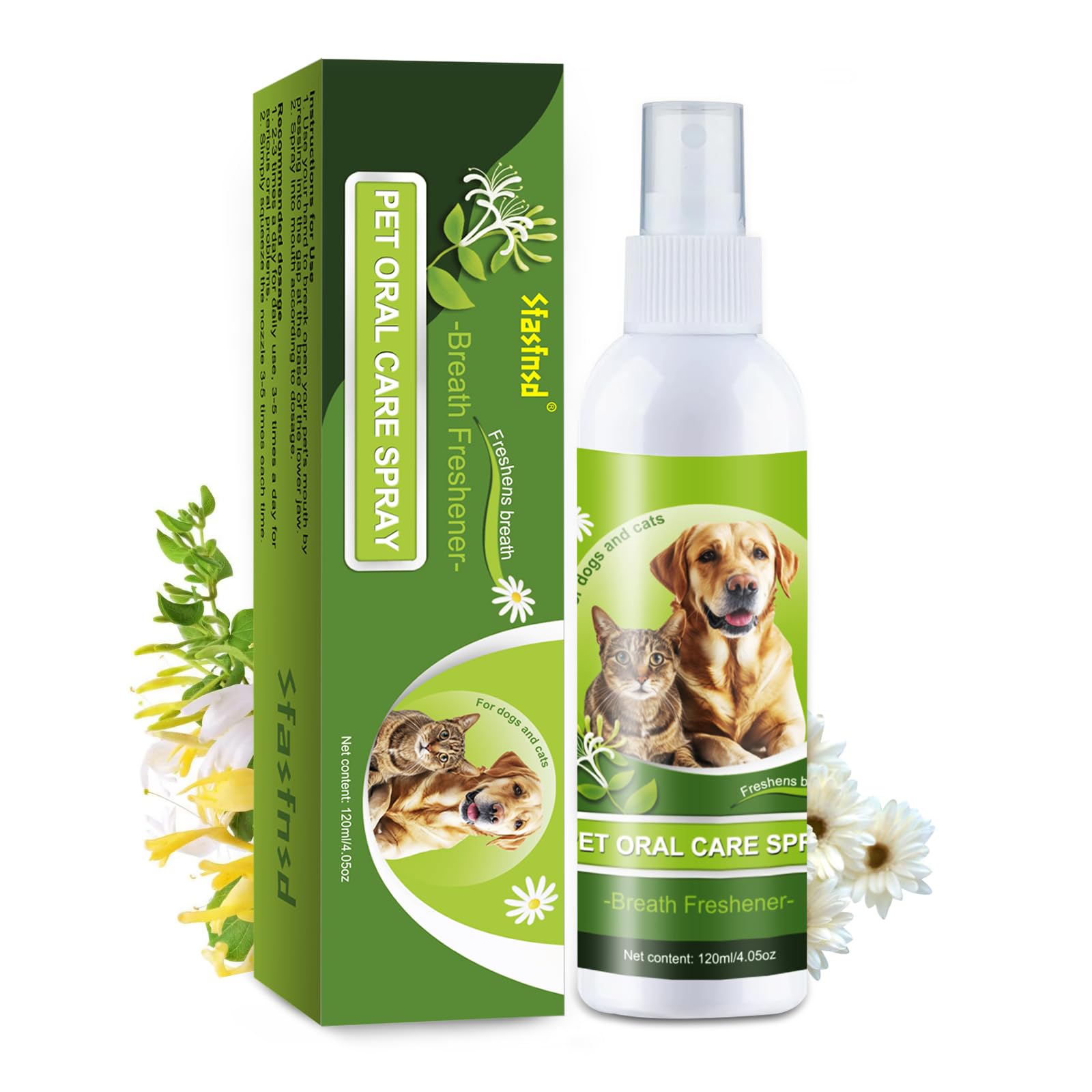 Pet Oral Spray, Oral Hygiene Spray for Dogs and Cats, Oral Cleaning Mouthwash, Edible Fresh Breath, Oral Deodorizer, Cleans Teeth for Dogs and Cats, Pet Oral Health Care, Refreshing and Protective