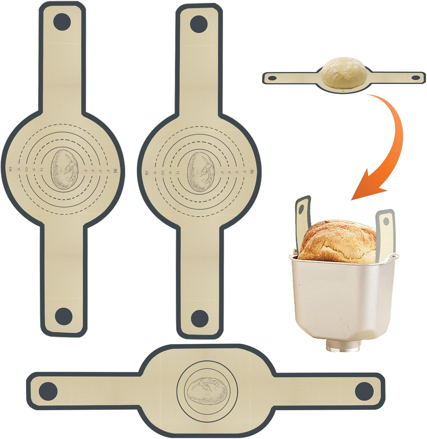 Santiago Design Silicone Bread Slings - 2-Pack Non-Stick Dutch Oven Liners With Long Handles