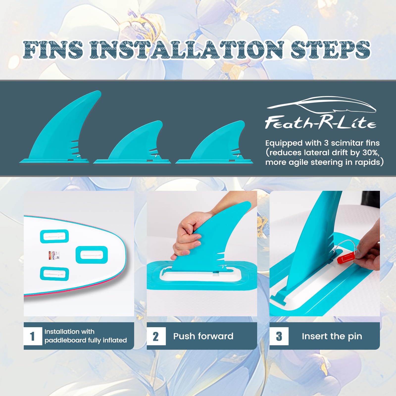 FEATH-R-LITE Inflatable Stand Up Paddle Board Ultra-Light Paddleboards - Sup Accessories Adjustable Paddle, Pump, Backpack, Leash, Fins for All Skill Levels