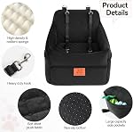 GL GLENSLAVE Siège de voiture pour chien pour chiens petits/moyens, Sièges de voiture booster pour chien avec un coussin épais pour chiens sous 35lbs, Lit pour animaux de compagnie lavable et amovible avec poches de rangement, 2 Ceintures de sécurité (Noir)