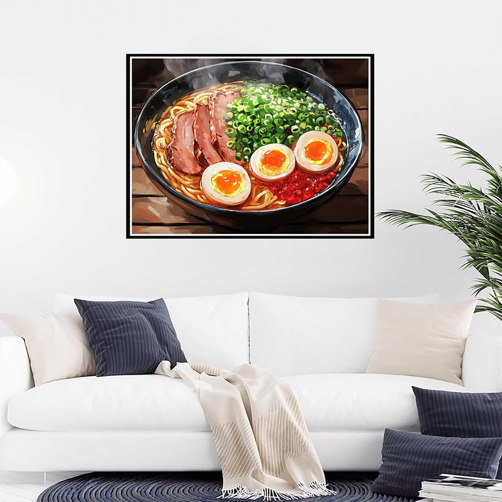 Malen Nach Zahlen Erwachsene, Malen Nach Zahlen Handgezogene Nudeln Paint by Numbers Gourmet-Essen Painting by Numbers Set Erwachsene mit Pinsel und Acrylfarben Set, Deko Wohnzimmer 90x70CM -yym1258