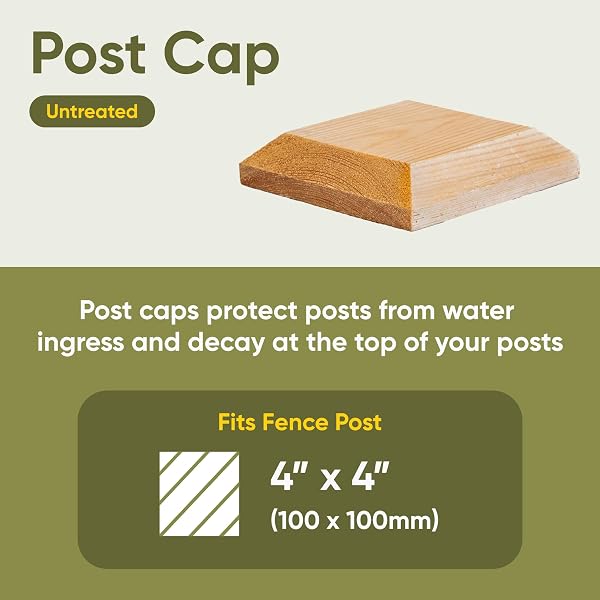 Timber Fence Post Cap | Fits 4x4" (100x100mm) Posts | Untreated | Square Posts | Pack of 10 - 2