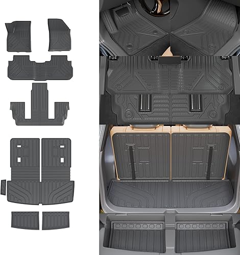 Thinzyou Alfombrillas compatibles con GMC Acadia 2017-2023 de 6 asientos, forro de carga para maletero, protector de asiento trasero, accesorios