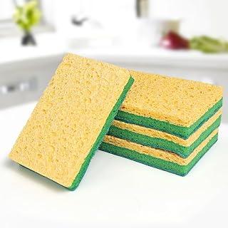 4 Pack Kitchen Sponges for Dishes and Cleaning, Scratch Free Cleaning Dish Sponge, Safe on Non-Stick Cookware, Pots, Pans, Cleaning Sponges for Household (Green Rectangle)