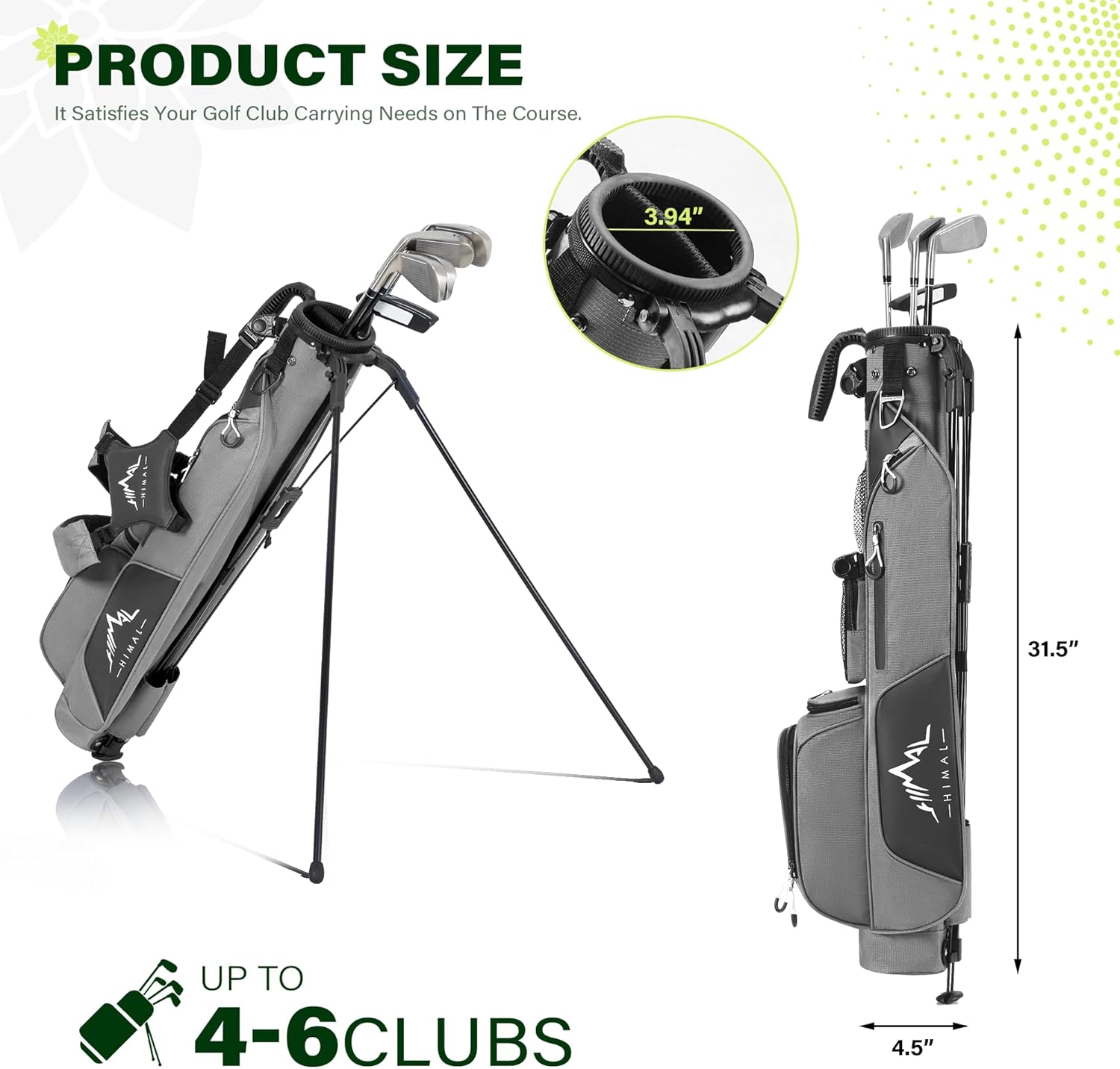 UNIHIMAL Par 3 Golf Bag Small Lightweight with Dual Shoulder Straps – Pitch n Putt Golf Bag Easy to Carry and Durable for Men/Women– 31.5 inches Tall