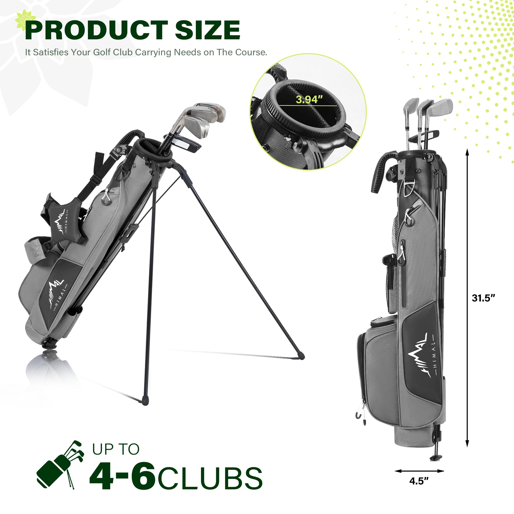 Bolsa de transporte ligera de golf PRO con correas de hombro dobles, fácil de transportar y duradera, para el campo de conducción, par 3 y campos ejecutivos, 31.5 pulgadas de alto