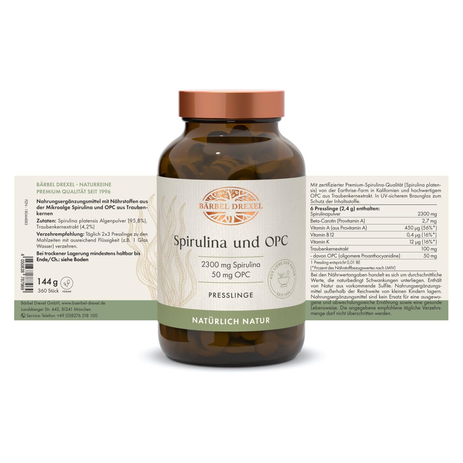 Spirulina und OPC Presslinge ausschließlich natürliche Inhaltsstoffe (360 Stk) Naturheilkunde BÄRBEL DREXEL®
