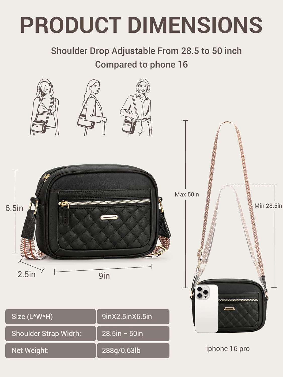 Capolo Crossbody Bags for Women, Small Crossbody Purses Trendy Vegan Leather Women's Shoulder Handbags with Adjustable Strap - Image 3