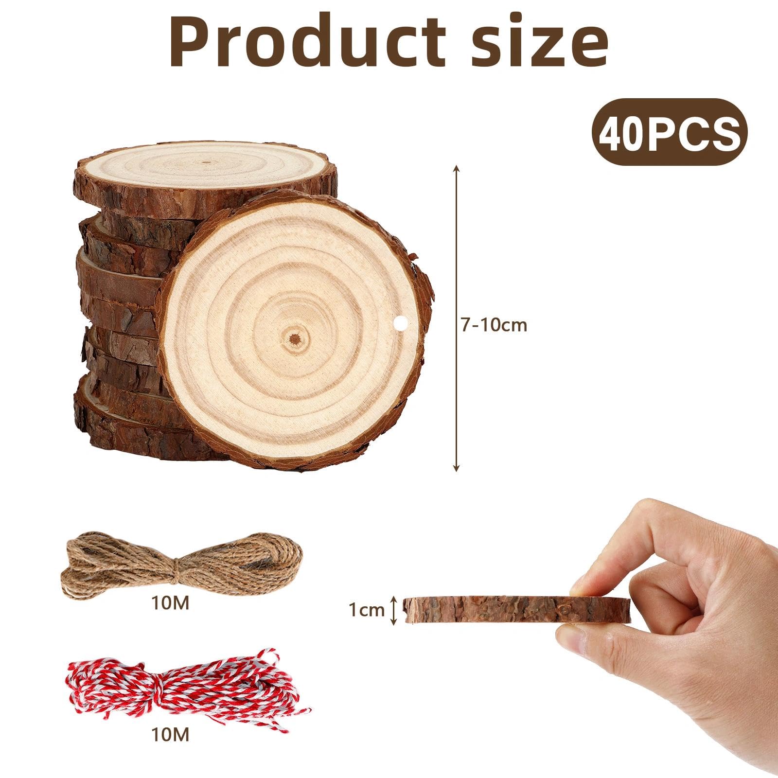 100 Dischi Di Legno Naturale Per Fai Da Te, 6 Misure Con Corteccia, Fette Di Tronco Per Decorazioni, Sottobicchieri E Lavoretti Creativi