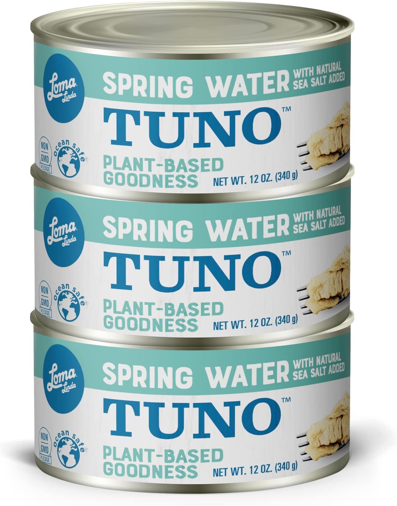 Loma Linda Tuno - Plant-Based - Spring Water (12oz.) (Pack of 3) - Non-GMO, Omega 3, Seafood Alternative
