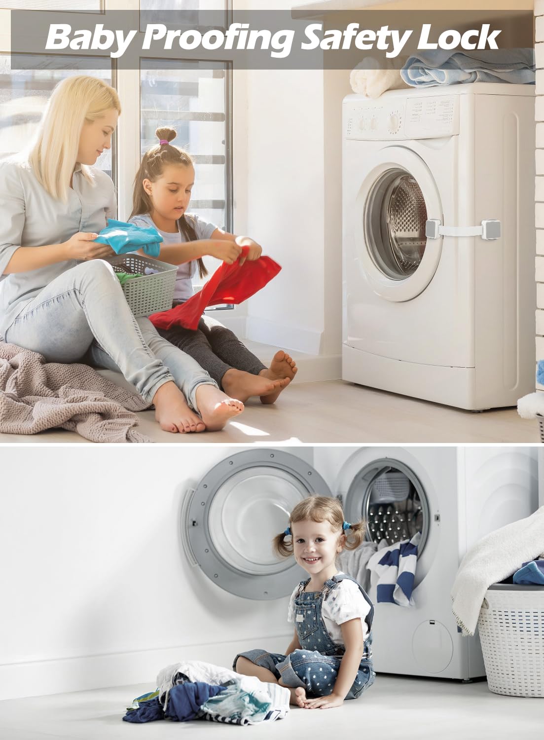Paquete de 6 cerraduras de seguridad a prueba de bebés seguras para niños, para puertas de armarios, cajones, frigoríficos, horno, lavavajillas, asiento de inodoro y tapa, cierres y correas ajustables — view 4