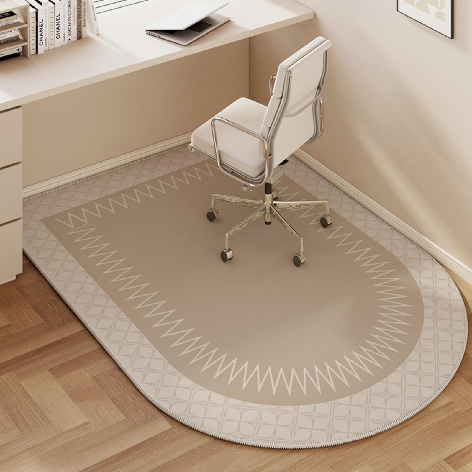 Odot Office Chair Mat for Carpeted and Hardwood Floor Protector, Modern Non-Slip Computer Gaming Rolling Chair Desk Mat Protection Carpet for Wooden Floors (Khaki,90x150cm)
