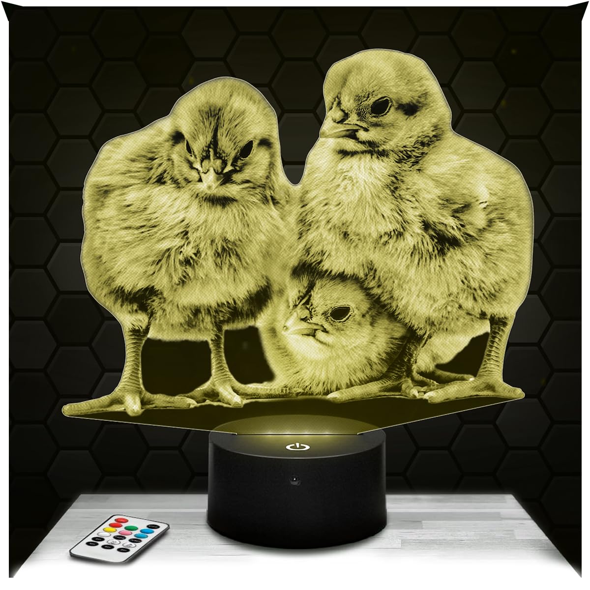 Lampephoto.fr - Chicks 3D Lamp Animal Touch Night Light Led, 3D Hologram Effect, Christmas Birthday Gift Idea for Boy or Girl, Room Decoration Object