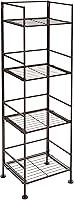 Amazon Basics 4-Tier Black Iron Towel Shelf for Bathroom - 11.4"L x 11.8"W x 44.5"H Storage Organizer