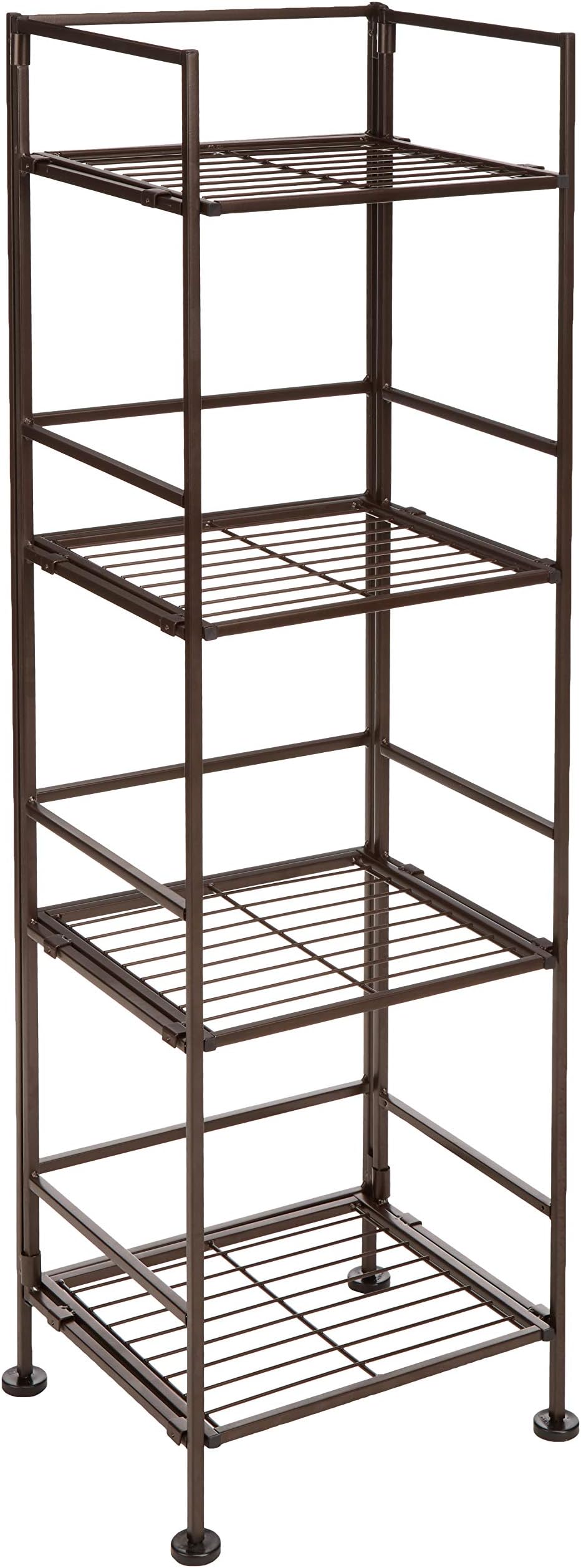 Amazon Basics 4-Tier Iron Towel Shelf Black 11.4"L x 11.8"W x 44.5"H | for Bathroom