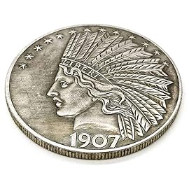 YukaBa MarshLing Antique Liberty Indian Head Ten-Dollars Coin - Great American Commemorative Old Coins- Uncirculated Morgan Dollars-Discover History of US Coins Perfect Quality