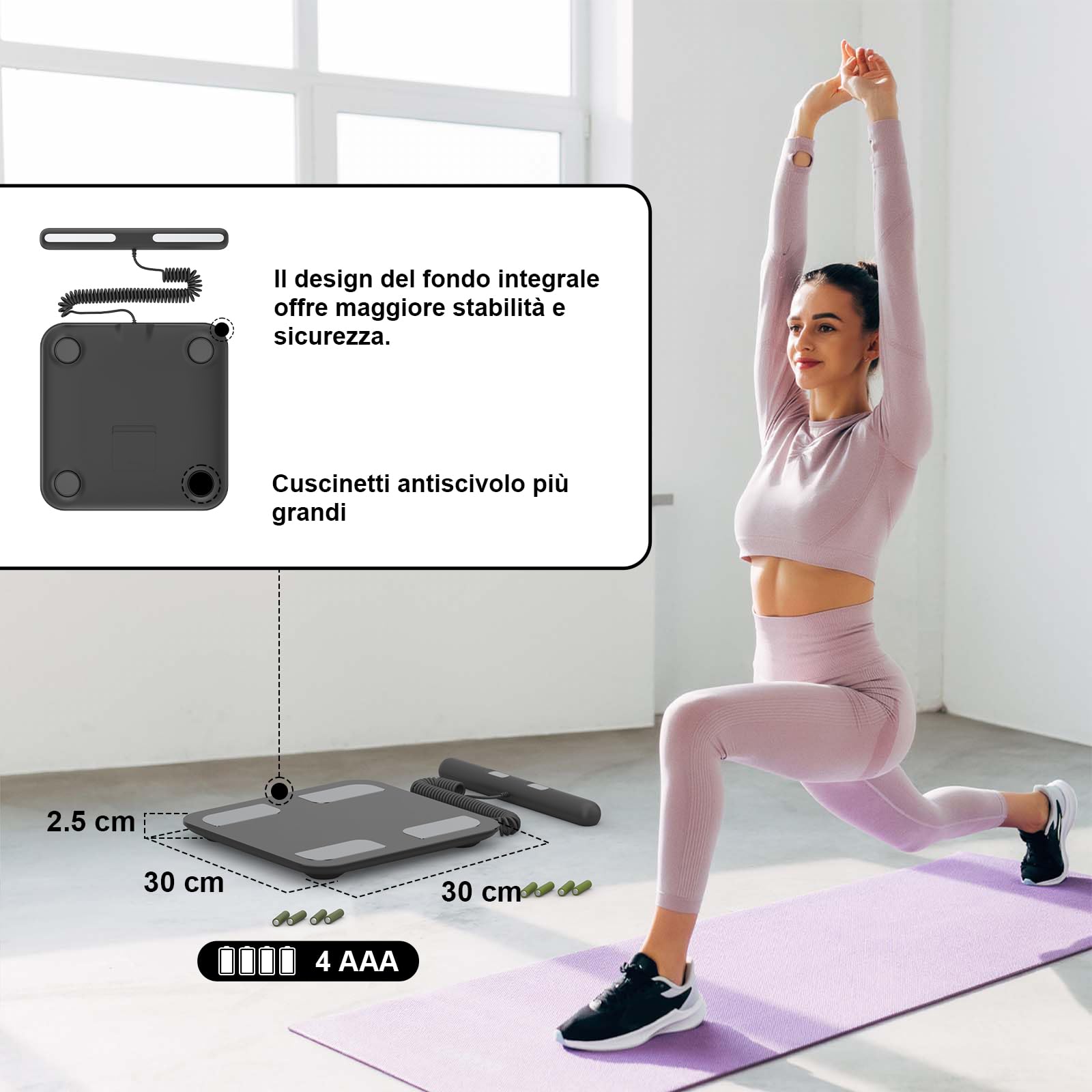 Bilancia Healthkeep Pesapersone Digitale, ad Alta Precisione per la Misurazione Mano-piede, App per Amartphone, LED Display, 180kg, 300 * 300mm