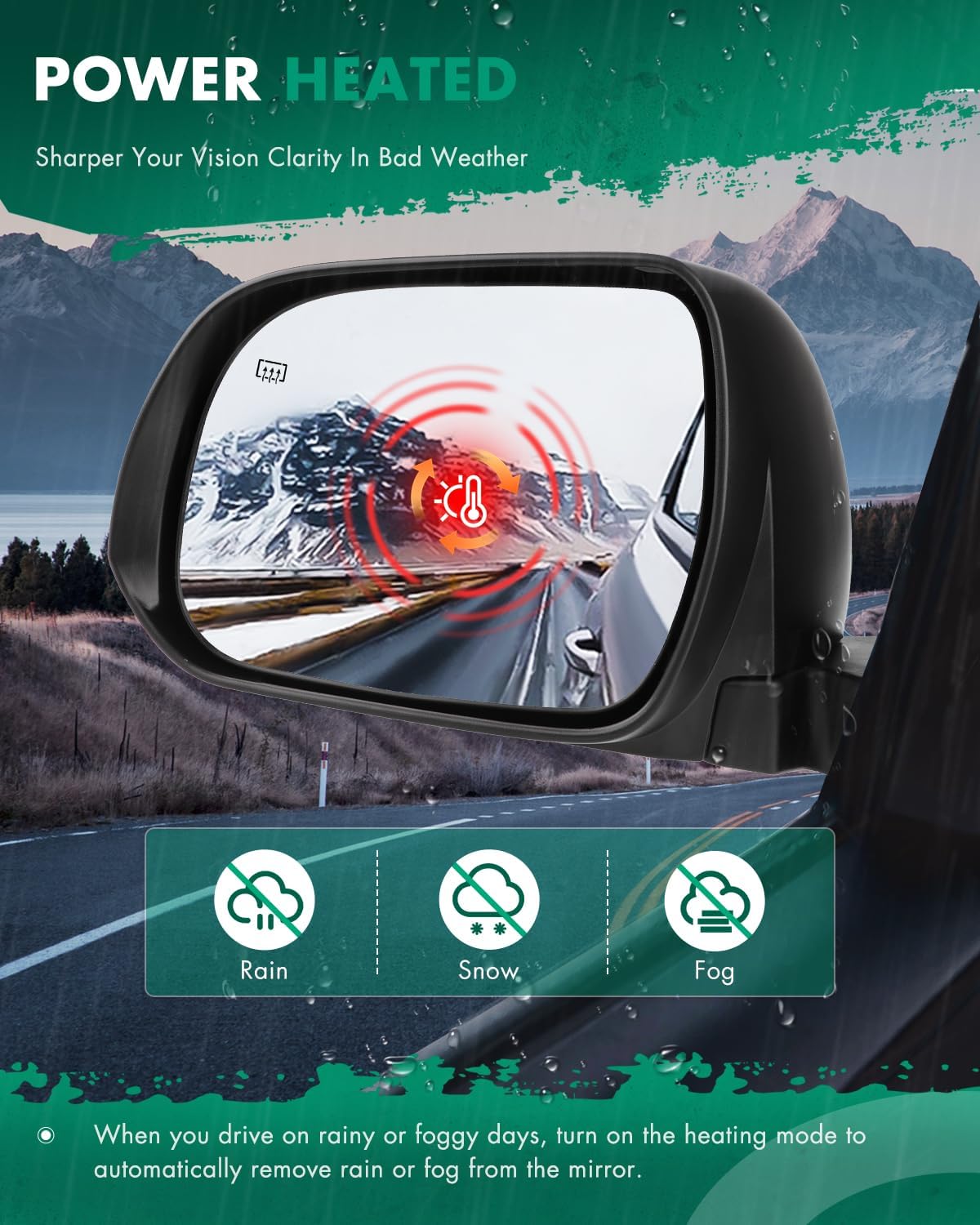 SCITOO Driver Side View Mirror Compatible with 2011-2017 For TOYOTA SIENNA Power Adjusted Heat Black Left Outside Exterior Mirror TO1320265