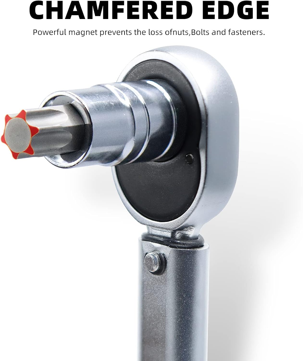 Close-up of a Torx bit engaged with a fastener on a wrench