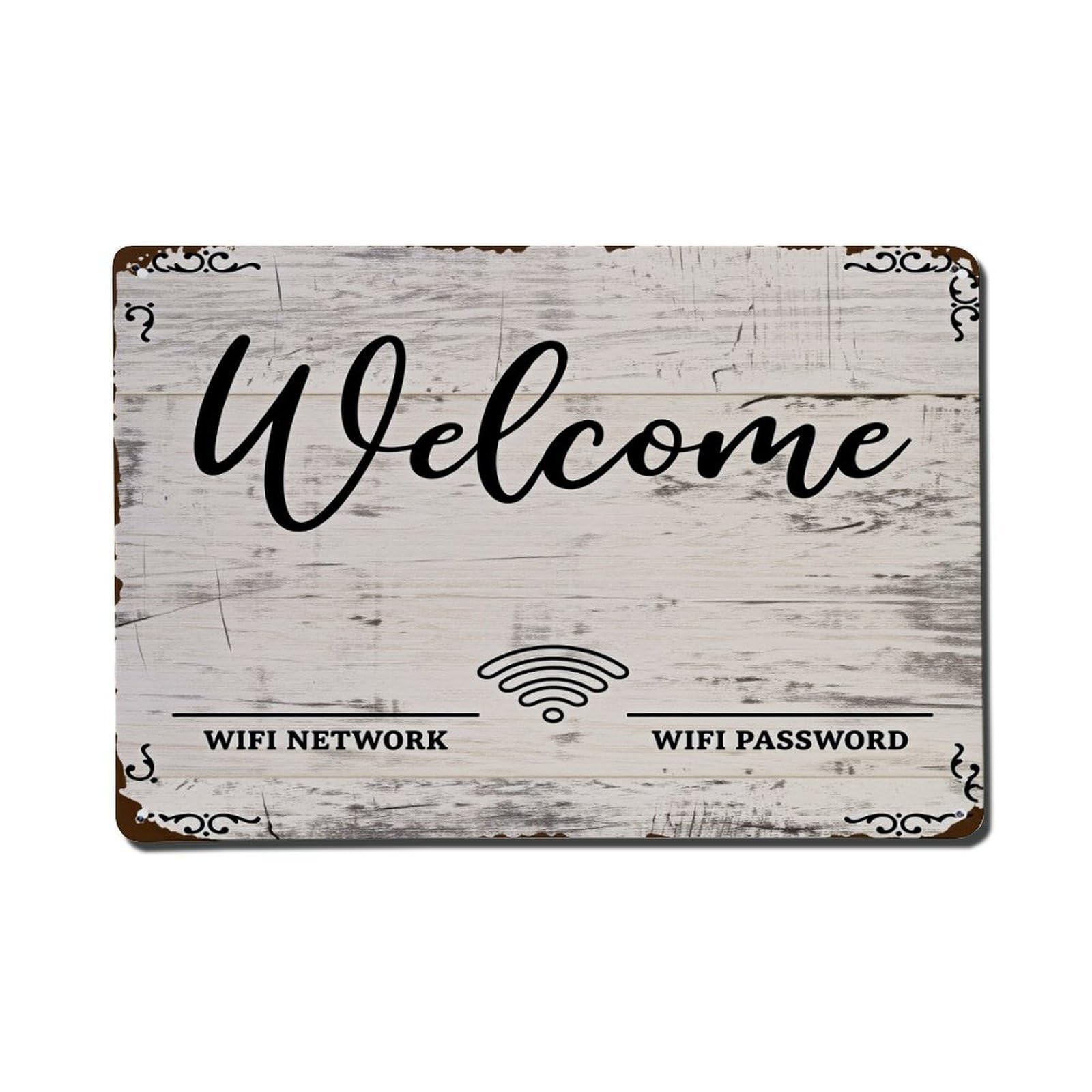 Welcome Wifi Network Password Sign Tin Sign Vintage Metal Poster, Home Bar Garage Man Cave Cafe Indoor & Outdoor Wall Decoration 8x12Inches