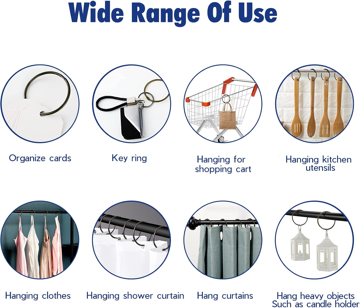24 Pack Shower Curtain Rings,Rust Proof Shower Curtain Hooks for Bathroom,Circular Decorative Shower Curtain Rings and Hooks for Shower Rod,Metal Rings for Shower Curtain,Loose Leaf Rings (ORB)